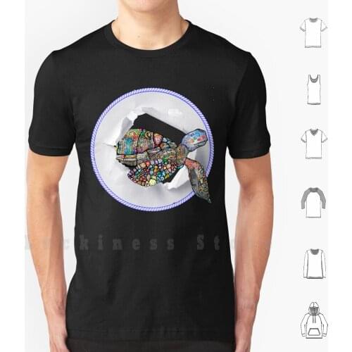 Colorful Fun Turtle Pattern Design T Shirt 6xl Cotton Cool Tee Turtle Tortoise Fun Pattern Zentangle Sea Animal Reptile Lover