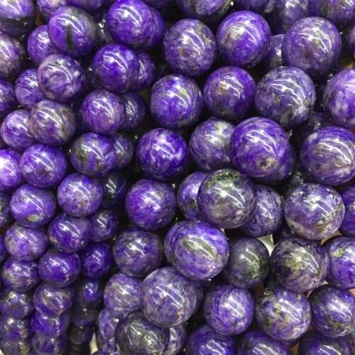 Genuine Russia Natural Purple Charoite Abacus Ball Round Shape Beads 6/8/10mm DIY Jewelry Making Healing Power Energy Stone Gift