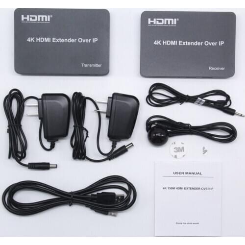 4K HDMI KVM Extender Over TCP IP Support Gigabit PoE Network Switch CAT5E USB Mouse Keyboard KVM Up To 150M Cat6 To 30 Receiver
