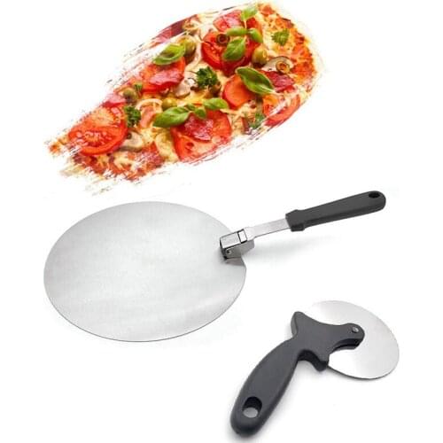 12 Inch Pizza Shovel Cake Pizza Transfer Shovel With Pizza Slicer Stainless Steel Pizza Baking Tool With Folding Handle