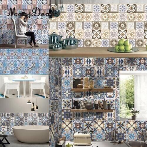 MagiDeal Traditional Wall Tile Stickers Stick On Wall Tile Transfers Kitchen, Bathroom Oil-proof Waterproof