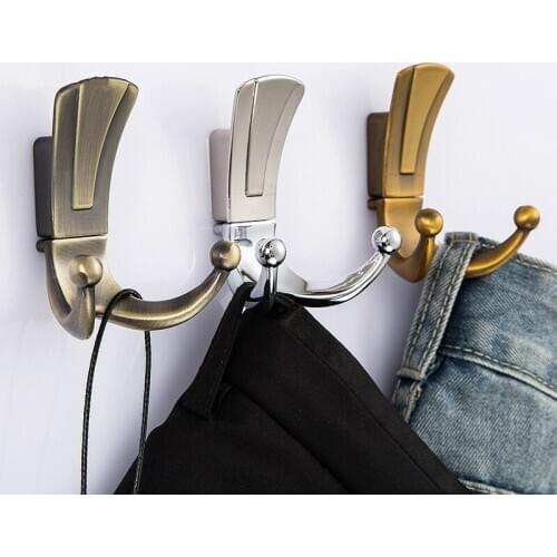 Fashion Bathroom Wall Hangers 2 Hooks Robe Coat Wall Hooks Wall Mounted Clothes Hanger Racks with screws Furniture Hardware