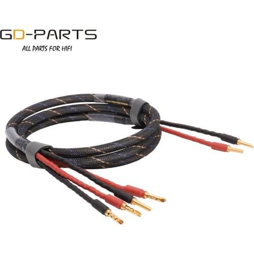 MPS M-8 5N OFC Speaker Cable Bi-wire Splitter Wire 2 to 4 Banana Plugs Connectors Adapter for Hifi Audio AMP DIY