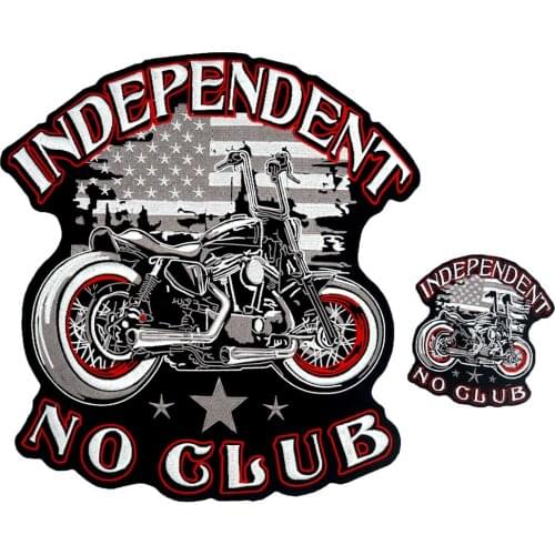 INDEPENDENT NO CLUB BACKING Embroidered Applique Sewing Label punk biker Patches Clothes Stickers Apparel Accessories Badge