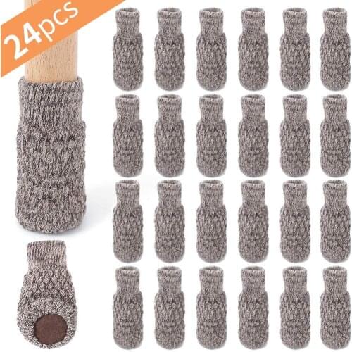 24PCS Chair Leg Socks Knitted Furniture Floor Protectors Pad Non Slip Anti-Noise Furniture Feet Caps Covers for Hardwood Floors