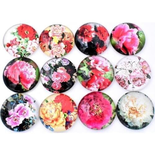 New Hot Sale 10pcs/lot 25mm Mixed Handmade Photo Glass Cabochons (Flower series)