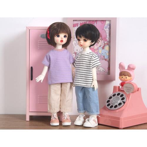 BJD doll 6 points baby clothes basic short sleeve T shirt Long sleeve T shirt stripe top 1/6 YOSD doll clothes