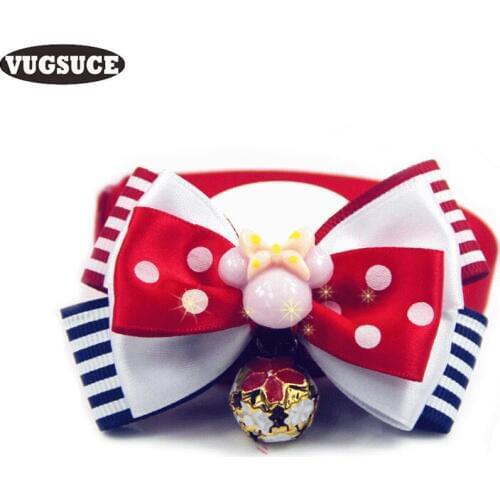 VUGSUCE Christmas Bow Tie Pet Dog Collar Adjustable Nylon Collar Necklace for for Small Dog Cat Pet Chihuahua Terrier Puppies