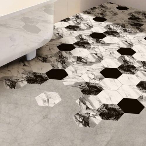 30Pcs Self-Adhesive Floor Tile Stickers Hexagonal Non-Slip Waterproof PVC Wall Sticker for DIY Home Decor Living Room