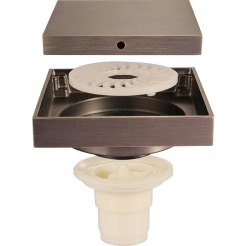 100X100mm Floor Drains Copper Square Shower Floor Drains Tile Insert Drain Channel Bathroom Drain Hair Catcher