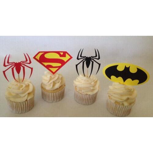 Superhero Silhouette cupcake toppers Bachelorette Hem night Party Supplies wedding birthday baby shower party toothpicks