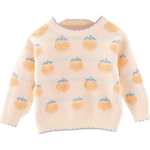 Children Clothing Sweater 2020 Autumn New Love Peach Lace Sweater Girls Tops Middle Small Kids Clothes Baby Girls Tops 1-5 Years