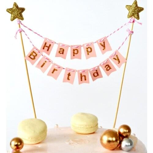 1 Set Happy Birthday Cake Toppers Banner Flag Baby Shower Birthday Party Cupcake Topper Kids Girl Boy Birthday Cake Decorations