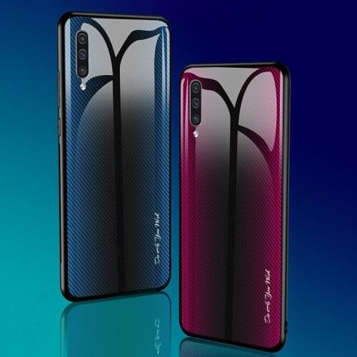 Ultra Thin Mirror Tempered Glass Phone Case for Samsung A50 A70 A80 Gradient Color Soft Edge Cover