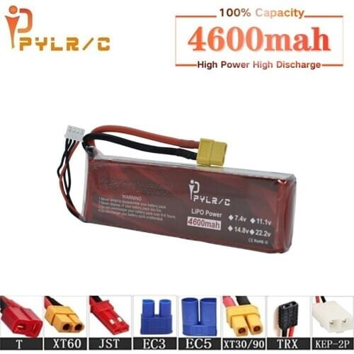 High Rate 7.4v 4600mAh Lipo Battery For RC Helicopter Parts 2s Lithium battery 7.4v 35C RC Cars Airplanes Drones Battery T/XT60