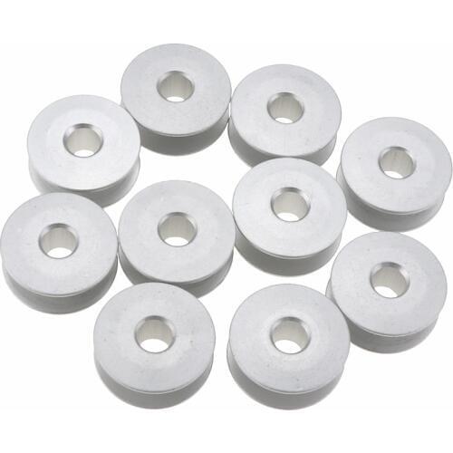 YOKOYAMA 10Pcs/Set Sewing Spool Tools Industrial Sewing Machine Flat Car Embroidery Machine Aluminum Bobbin Slope Bobbin Core
