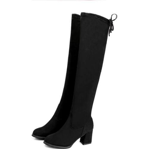 2019 Women Casual Over the Knee boots shoes Winter women Female Round Toe Platform high heels pumps Warm Snow Boots shoes mujer