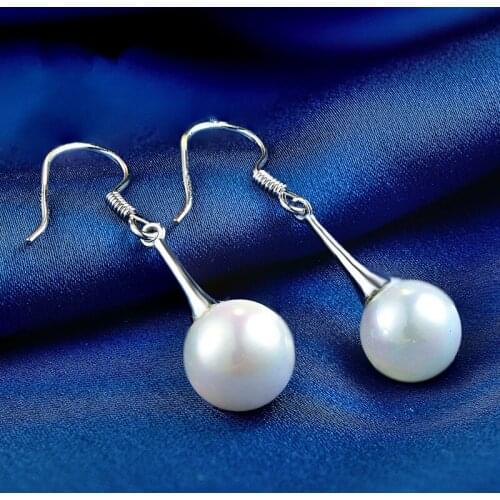 New 925 Sterling Silver Earrings Natural Freshwater Pearl Drop Earrings Fashion Charm Jewelry For Women