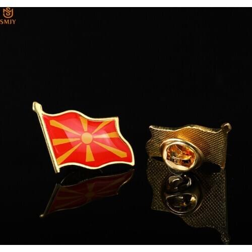 Macedonia Flag Brooch Euro Country Enamel Metal Paint Lapel Detachable Butterfly Buckle Pin Badge Decoration Jewelry Collection