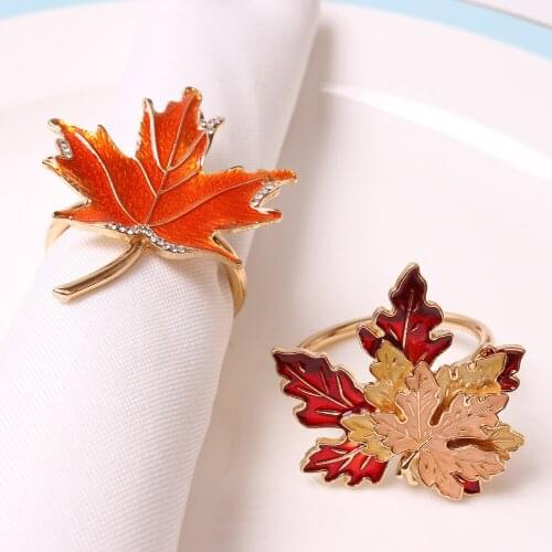 12PCS/Halloween Maple Leaf Napkin Ring Table Decoration Used for Holiday Cocktail Party, Party, Wedding Occasion