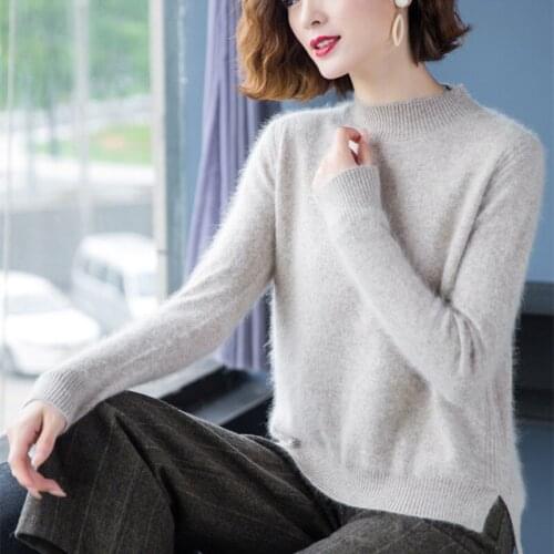 2021 Autumn Winter Women 100% Mink Cashmere Knitted Pullover Both Sides Split Loose Sweater Female Solid Color Soft Warm Jumper