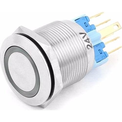 24V 12V 220V 18mm Green Red and blue white LED Light 22mm Thread Dia Latching Push Button Switch