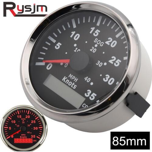 85mm Car Boat 40KMH GPS Speedometer Odometer Speedometer Gauge With Red Backlight for Motorcycle Auto Truck Yacht 9~32V 35 Knots