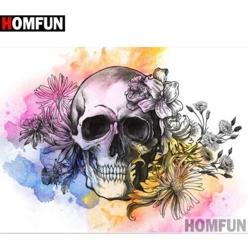 HOMFUN Full Square/Round Drill 5D DIY Diamond Painting "Colored skull" 3D Embroidery Cross Stitch 5D Home Decor A16102