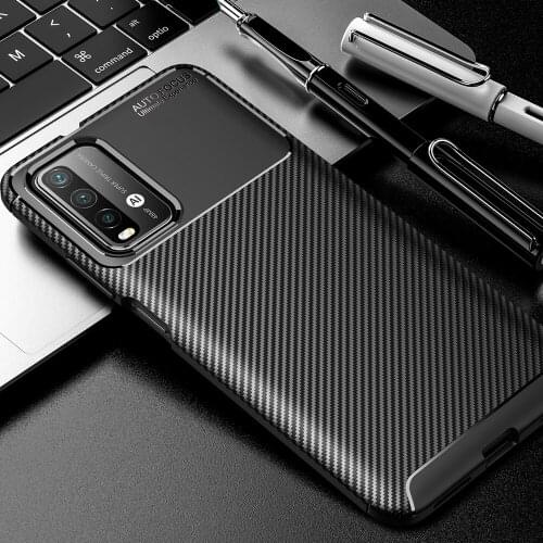 POCO M3 Carbon Fiber Case For Xiaomi Pocophone M3 Case Luxury TPU Slim Silicone Case for POCOM3 Back Cover For POCO M3 Bumper