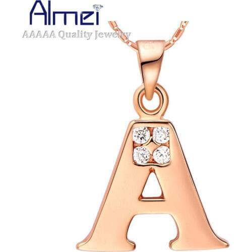 Letter Collares for Women Rose Gold Color Pendants Statement Necklace A B C D E F G H I J K L M N O P Q R S T U V W X Y Z N958