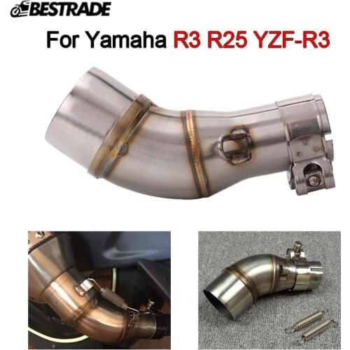 For Yamaha R3 YZF-R3 R25 All Years MT-03 2016-2018 Exhaust Pipe Middle Link Pipe Slip On 51mm Muffler Escape Stainless Steel