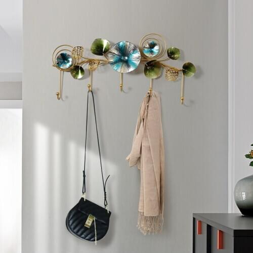 European Wrought Iron Wall Hanger Wall Sticker Crafts Home Livingroom Coat Metal Hooks Wall Decoration Bathroom Wall Mural Art