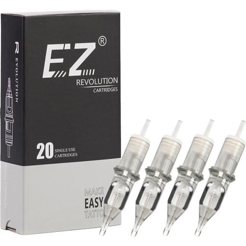EZ Revolution Tattoo Needles Cartridge Round Liners # 12 0.35 MM Long Taper 5.5 MM for Cartridge Machine and Grips 20 PCS/Box