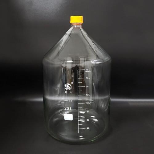 Reagent bottle,With yellow screw cover,Borosilicate glass 3.3,Capacity 20000ml,Graduation Sample Vials Plastic Lid