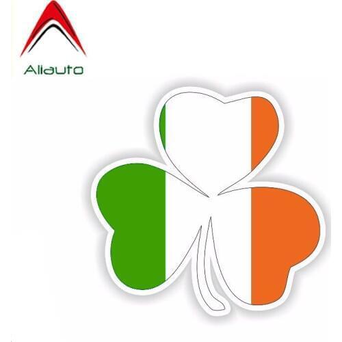 Aliauto Creative Car Sticker Ireland Leaf Flag Decor Vinyl Decal Cover Scratches for Peugeot 307 Passat B5 Porsche,11cm*11cm