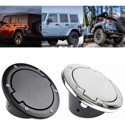 Car Fuel Filler Door Cover Gas Tank Cap For Jeep Wrangler JK Unlimited Sedan Coupe 2 4 Door 2007-2017 Chrome Black