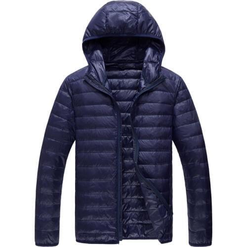 Large Size M-5XL High-end Brand Thin Fashion Solid Color Mens Casual Hooded White Duck Down Jacket Male Down Coat Travel Wear