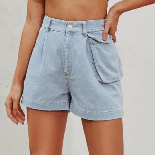 Summer Ladies Elastic Pocket Denim Pants Casual High Waist Slim Shorts Thin Jeans Woman Mujer Шорты Джинсовые Женские Vaqueros