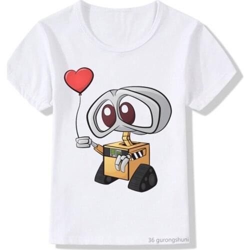 Love Wall Eve Robot Couple Cartoon Funny T-shirt Cartoon Print Summer New Breathable T Shirt Boys/Girls Kids Clothes