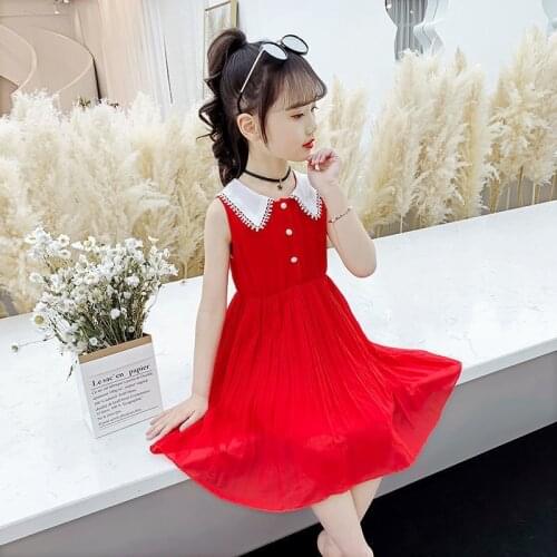 Summer New Childrens Clothing Little Girl Fashion Princess Dress Baby Kids Sleeveless Doll Collar Party Dress Birthday Clothes