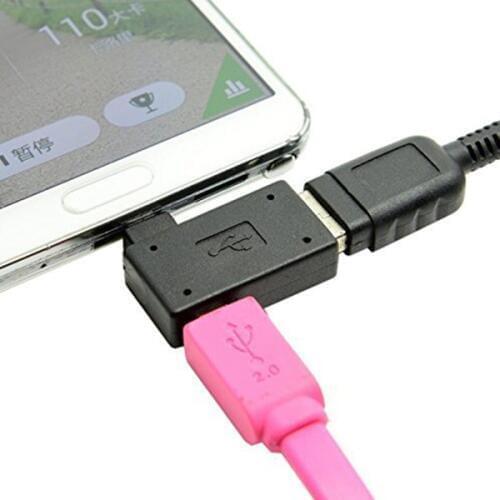 Hot-1 Pair (Left+Right) 90 Degree Angled Micro-USB 2.0 to OTG Host Adapter with USB Power Connector For Mobile Phone Tablet