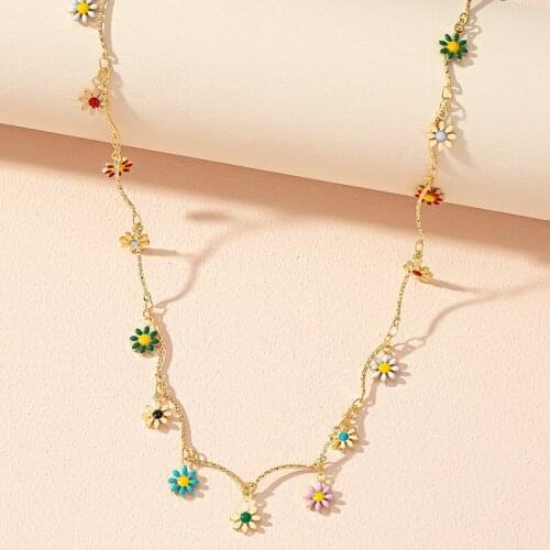 Fashion Lovely Creative Design Colorful Flower Necklace For Women Graceful Summer Necklaces Female Jewelry Accessories Gifts