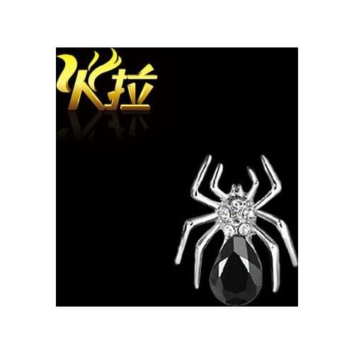 European & American vintage style mens shirt mini crystal gem spider charm pin collar brooch costume accessories