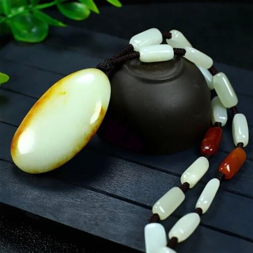 Natural Xinjiang raw hetian top brand jade pendant handcarved lucky jade necklace men necklaces pendants jade jewelry