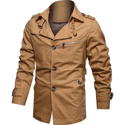 New Mens Business Jacket 2021 Fashion Autumn Men Long Cotton Windbreaker Jackets Overcoat Male Casual Winter Trench Outwear Coat