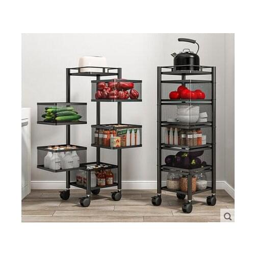 Movable rotary storage rack kitchen fruit and vegetable storage rack landing living room bathroom multifunctional storage basket