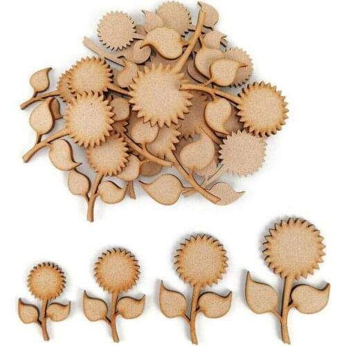 Sunflower MDF Craft Shapes Wooden Blank Leafs summer Decoration Embellishment