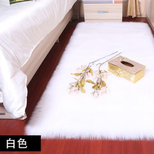 Rectangle Soft Faux Sheepskin Fur Area Rugs for Bedroom Floor Shaggy Silky Plush Carpet White Faux Fur Rug Bedside Rugs
