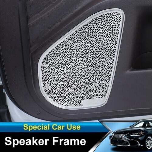 QHCP Door Speaker Decorative Cover 304 Stainless Steel Car Door Audio Sound Sequins Sticker For Lexus ES200 260 300H 2018 2019