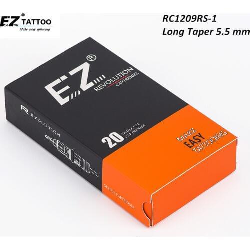 RC1209RS-1 EZ Revolution Tattoo Cartridge Round Shader Tattoo Needles Long Taper for Tattoo & Permanent Makeup Rotary Machines